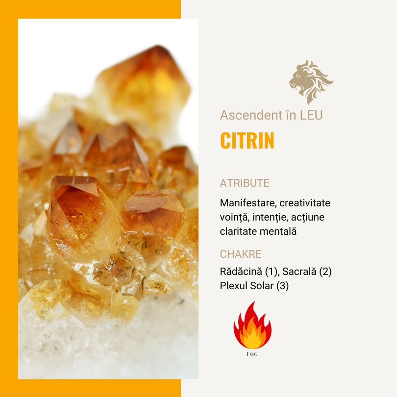 Cristalul Ascendentului Zodiacal în Leu/ Citrin